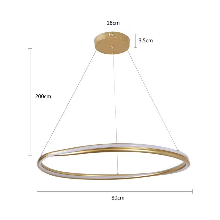 Pendente led Euni Odi 80cm - 75W 3000K 5.625lm - Dourado Fosco