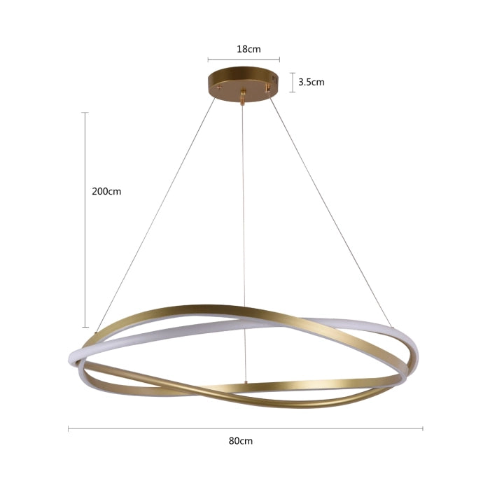 Pendente led Euni Odi 80cm - 77W 3000K 5575lm - Dourado fosco