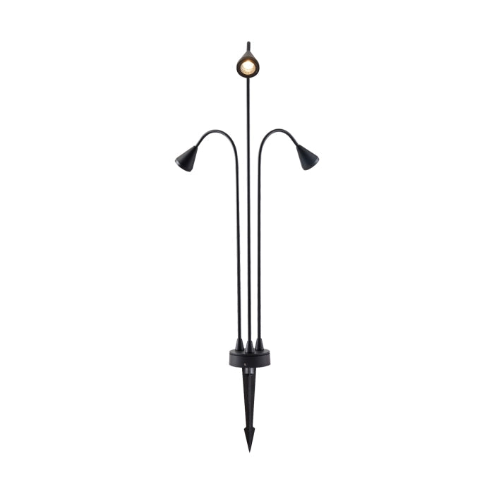 Luminária LED de Jardim WEDI Tripla 3×5W 3000K 1200lm IP66 Bivolt Estaca em Alumínio Preto – Nordecor