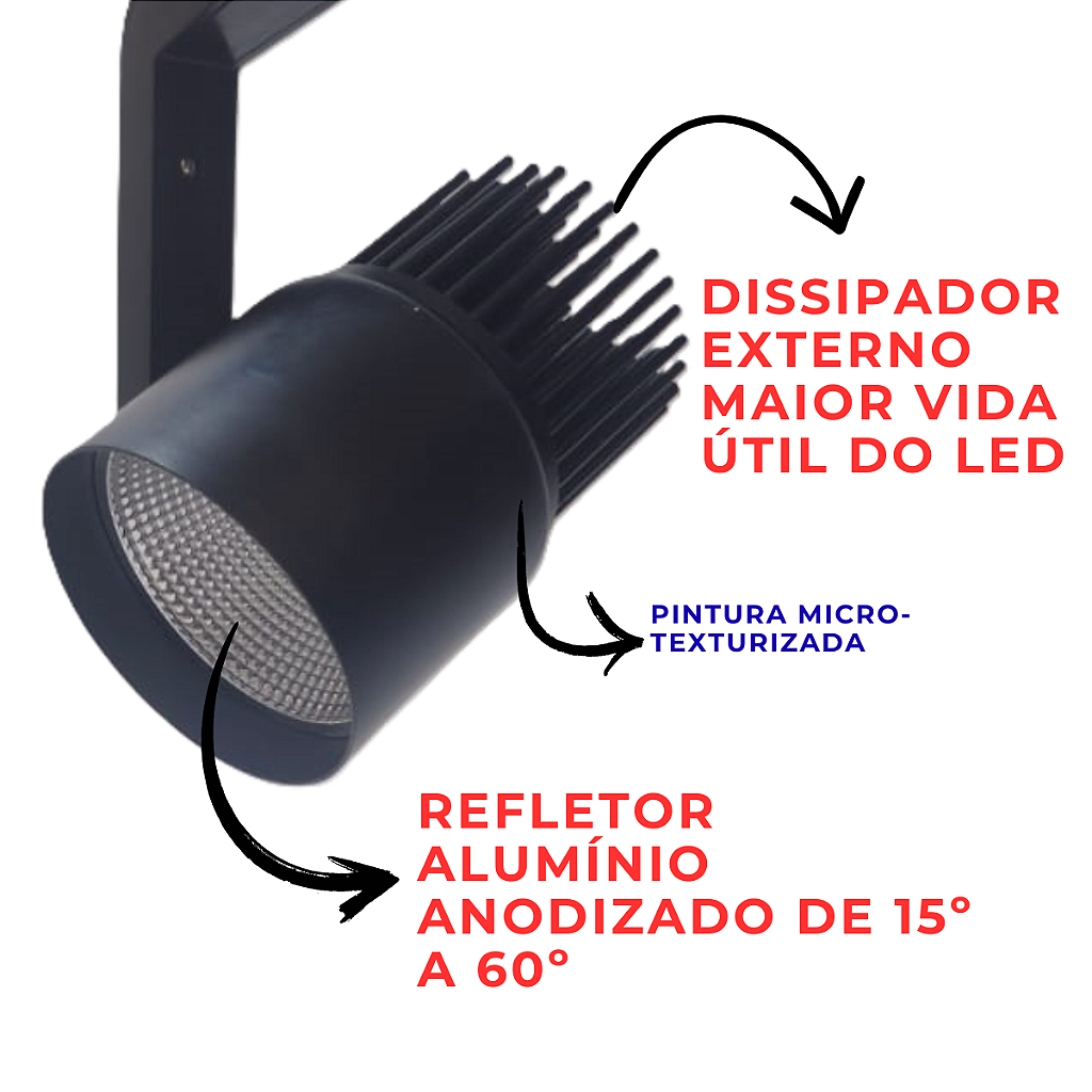 Spot Led para Trilho Eletrificado - 30w - Profissional - 220v