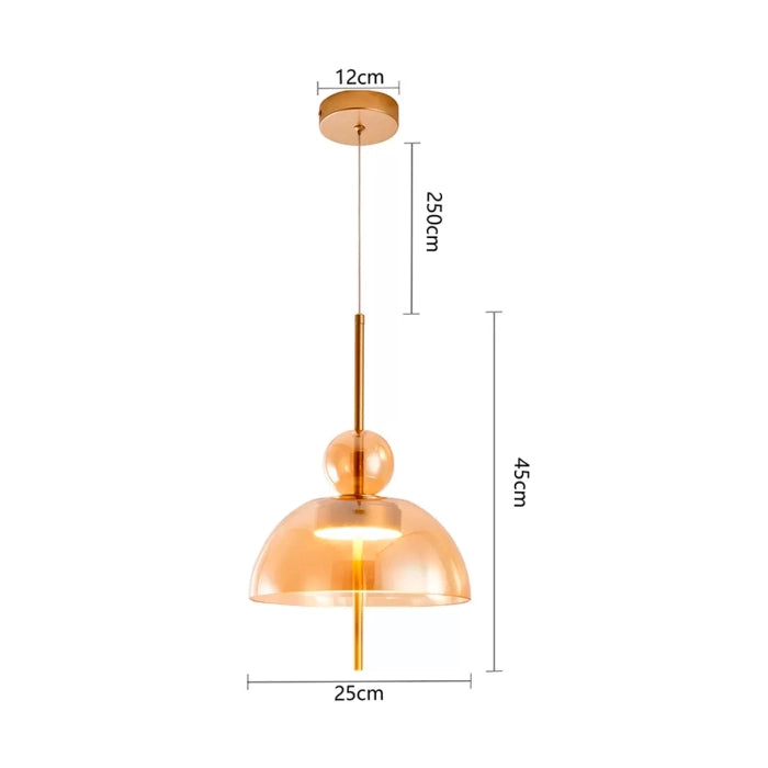 Pendente led Kholy 25cm - 8w 3000k 600lm- Dourado/Ambar