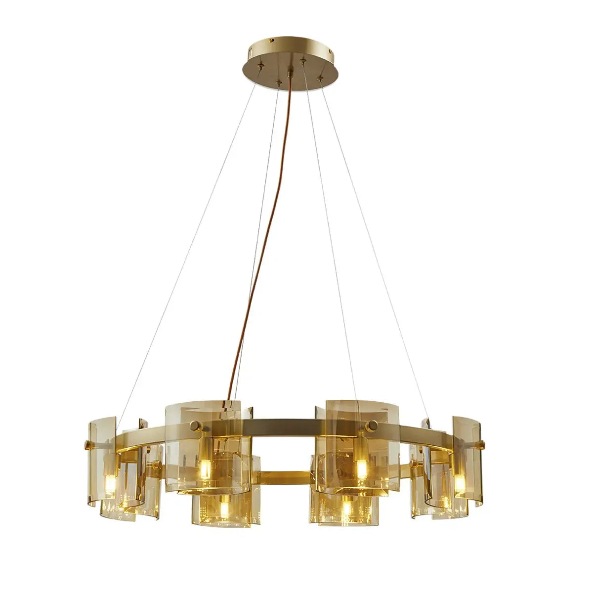 Pendente Bouze Cin 80cm 8*G9 - Dourado/Âmbar