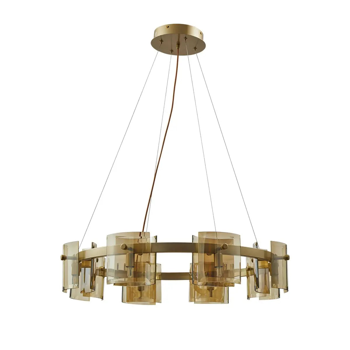 Pendente Bouze Cin 80cm 8*G9 - Dourado/Âmbar