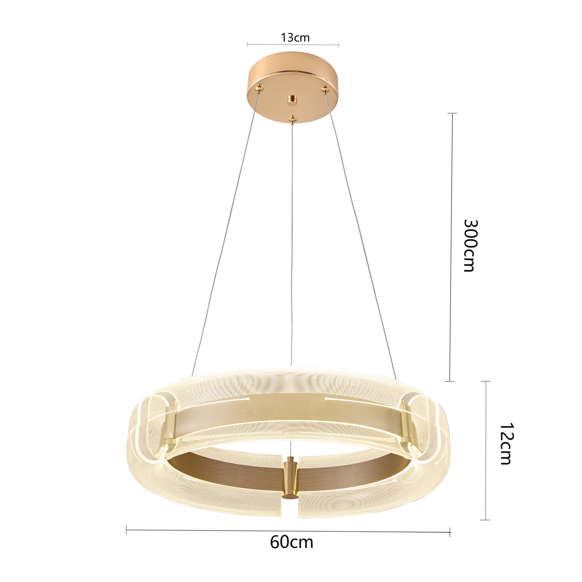 Pendente led Dalen 60cm - 60W 2700K 4.500lm - OURO BRILHO