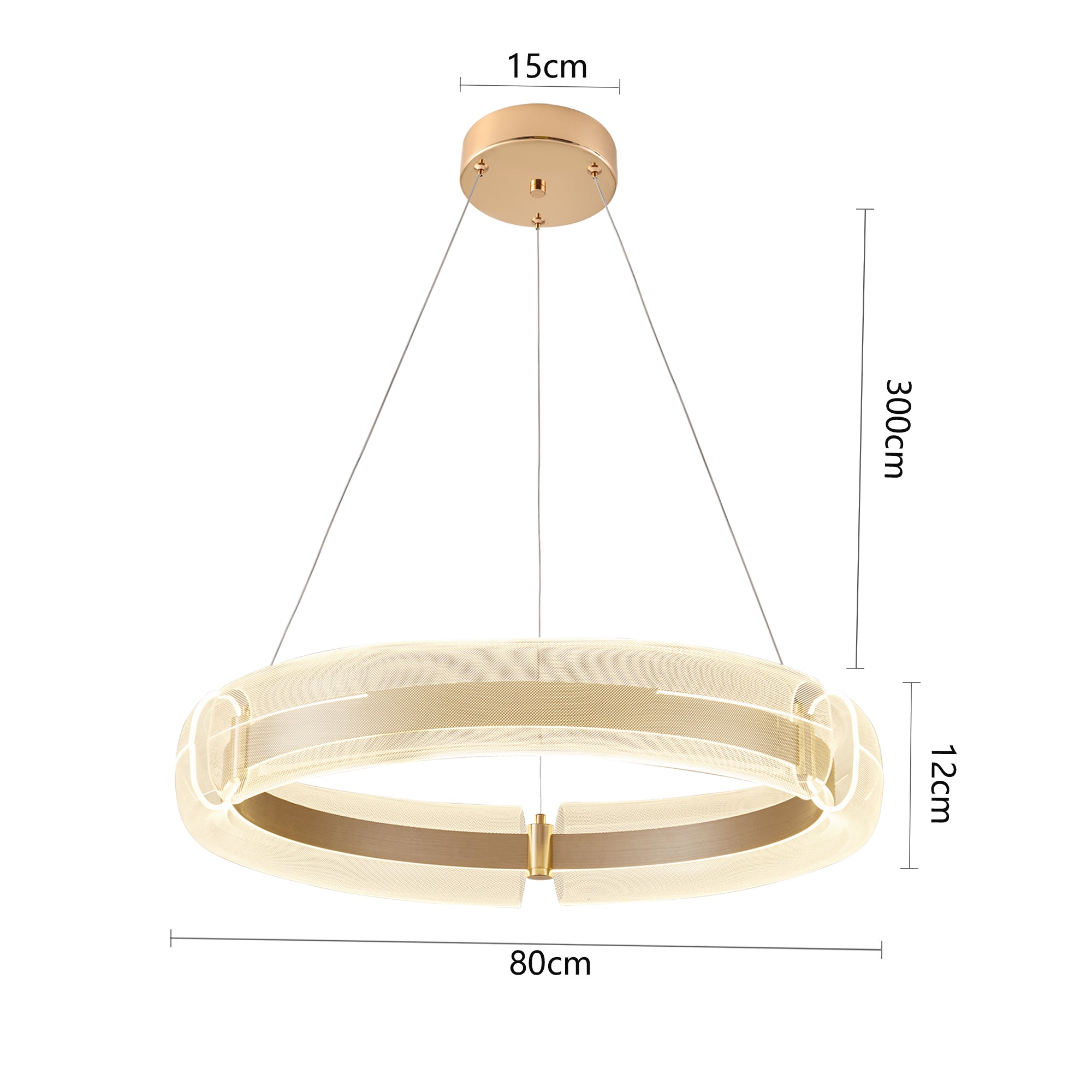 Pendente led Dalen 80cm - 80W 2700K 4.500lm - OURO BRILHO