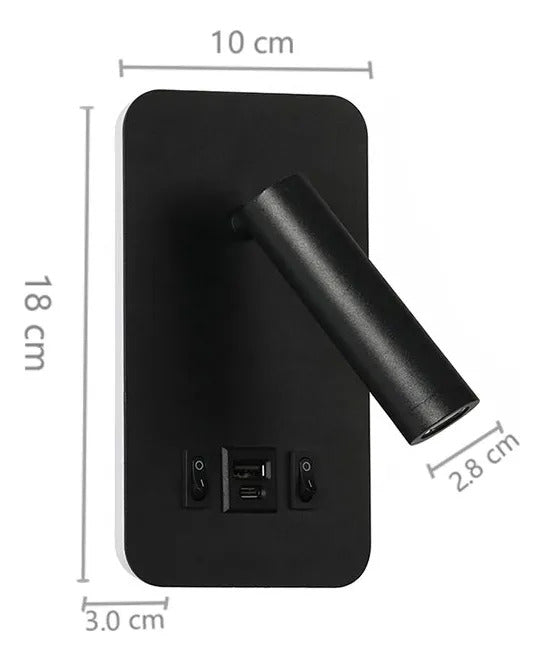 Arandela led retangular Dalo 9W + 3W