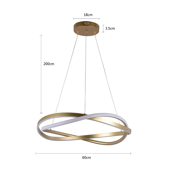 Pendente led Euni Odi 60cm - 58W 3000K 4350lm - Dourado
