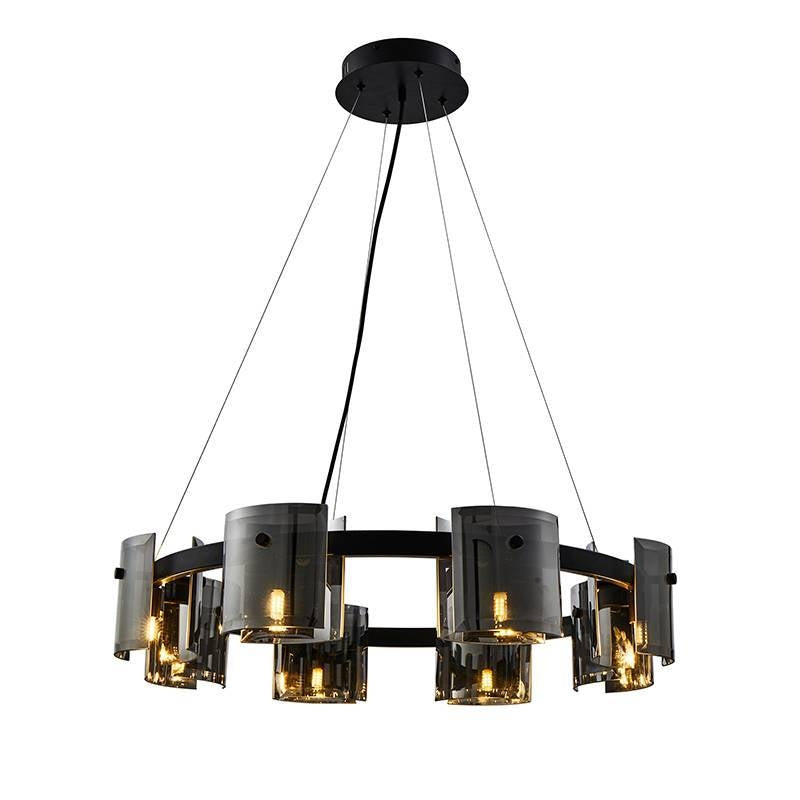 Pendente Bouze Cin 80cm 8*G9 - Preto/Fume