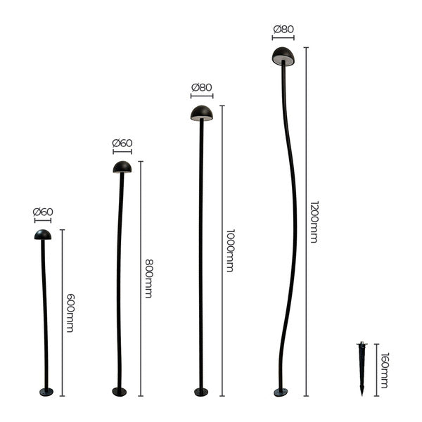 Luminária Led p/ Jardim Gobe 4UN/KIT 3000K PT