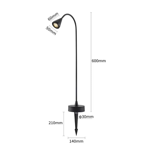 Luminária LED de Jardim WEDI 5W 3000K 400lm IP66 Bivolt Estaca em Alumínio Preto – Nordecor