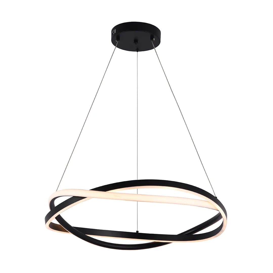 Pendente led Euni Odi 60cm - 58W 3000K 4350lm - Preto