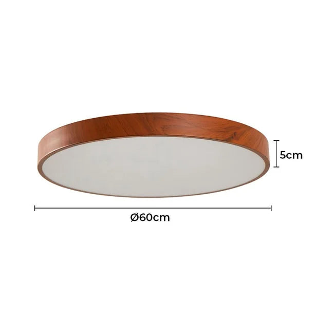 Plafon LED ORIS 60cm 36W 3000K 2520lm IP20 Bivolt Imbuia em Metal e Acrílico – Nordecor